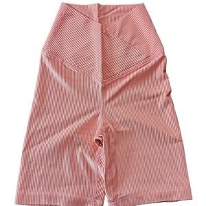 Shiny Pink Ribbed Crossover High Wasited 90 Degree by Reflex Bike Shorts Size XS